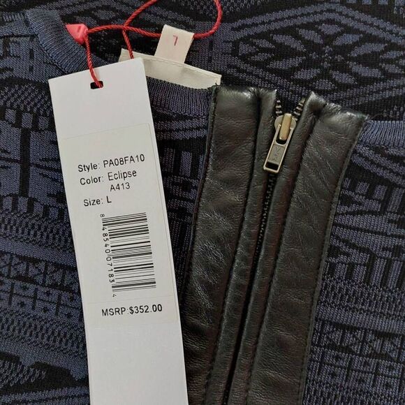 Parker Katrina Knit Bodycon Dress Navy Blue and Black Size Large NWT - Picture 13 of 13